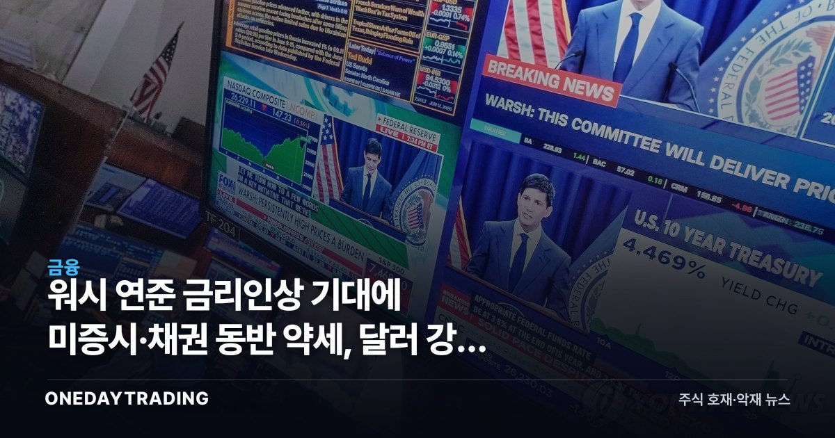 워시 연준 금리인상 기대에 美증시·채권 동반 약세, 달러 강세 — 한국 투자자 영향