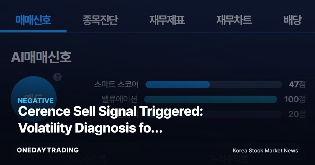 Cerence Sell Signal Triggered: Volatility Diagnosis for Automotive AI Voice Stocks and Investment Implications