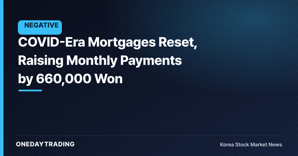 COVID-Era Mortgages Reset, Raising Monthly Payments by 660,000 Won