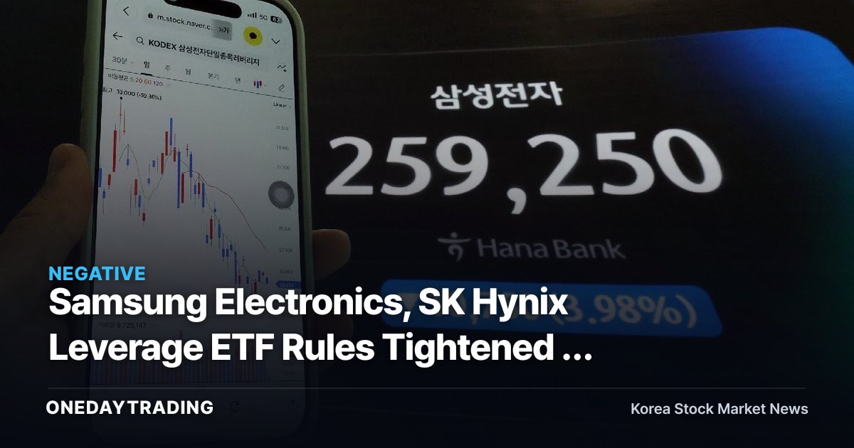 Samsung Electronics, SK Hynix Leverage ETF Rules Tightened — Why the Effective Date Was Moved Up 5 Days Despite 65% Opposition