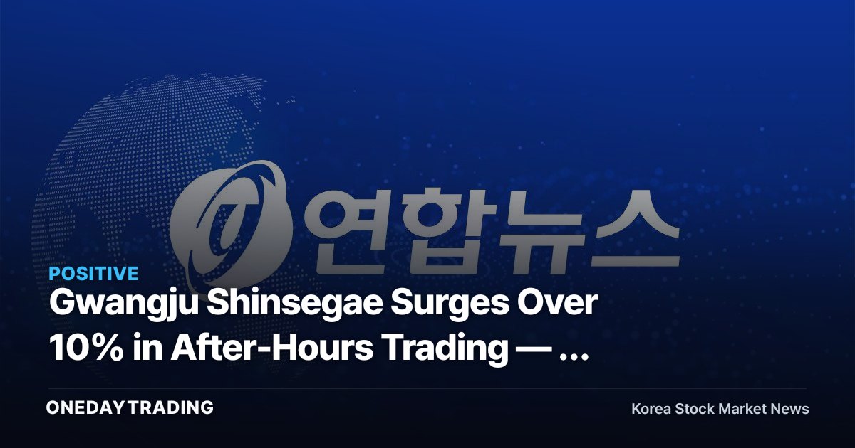 Gwangju Shinsegae Surges Over 10% in After-Hours Trading — A Re-Rating Signal for Shinsegae's Retail Stocks?