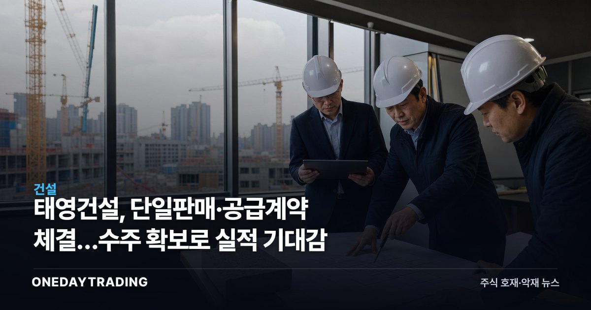 태영건설, 단일판매·공급계약 체결…수주 확보로 실적 기대감