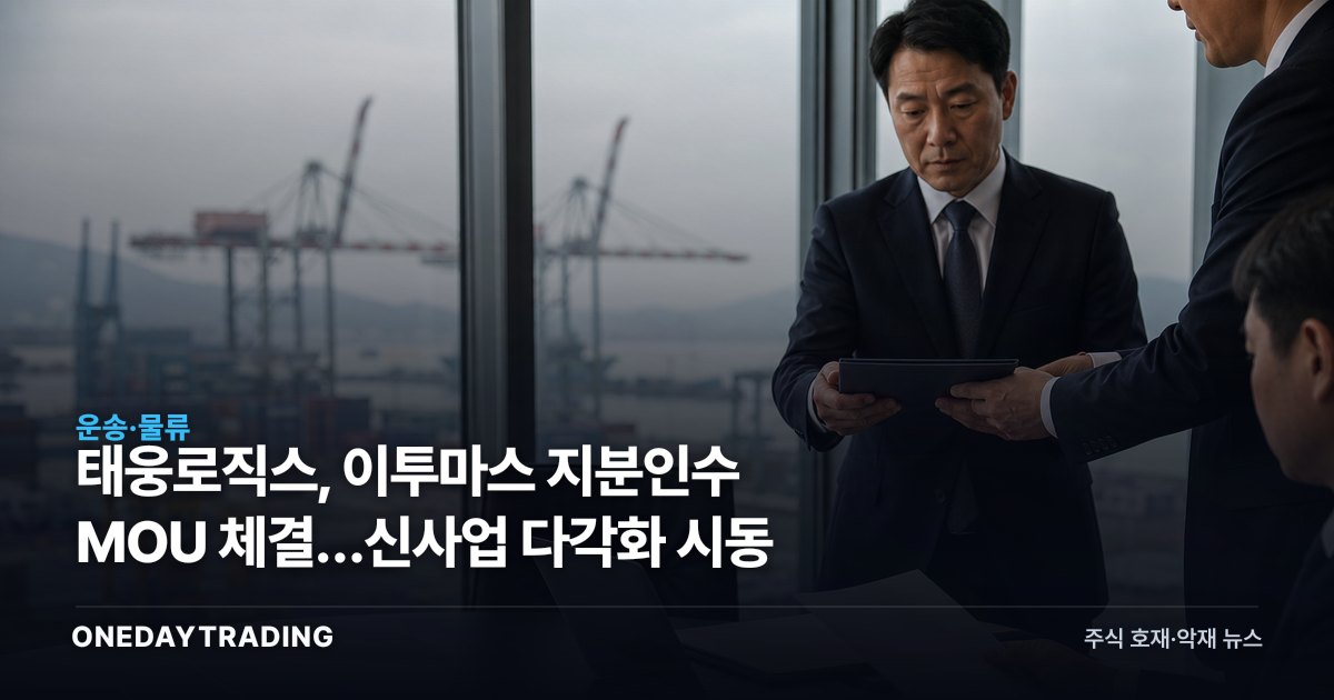 태웅로직스, 이투마스 지분인수 MOU 체결…신사업 다각화 시동