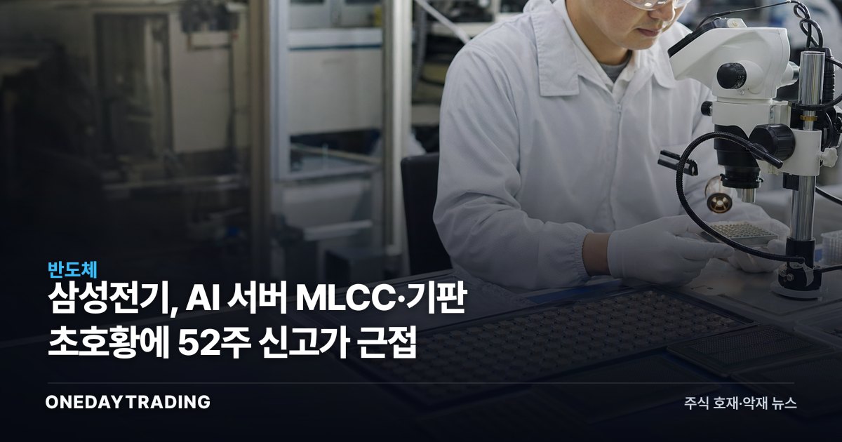 삼성전기, AI 서버 MLCC·기판 초호황에 52주 신고가 근접