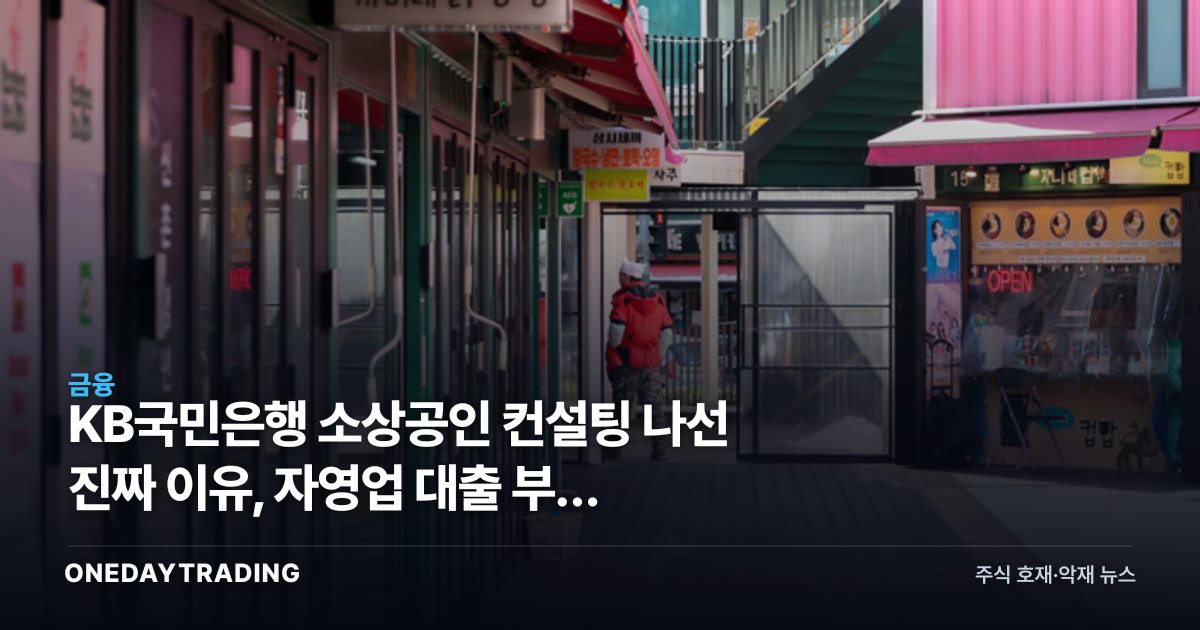 KB국민은행 소상공인 컨설팅 나선 진짜 이유, 자영업 대출 부실 경고음