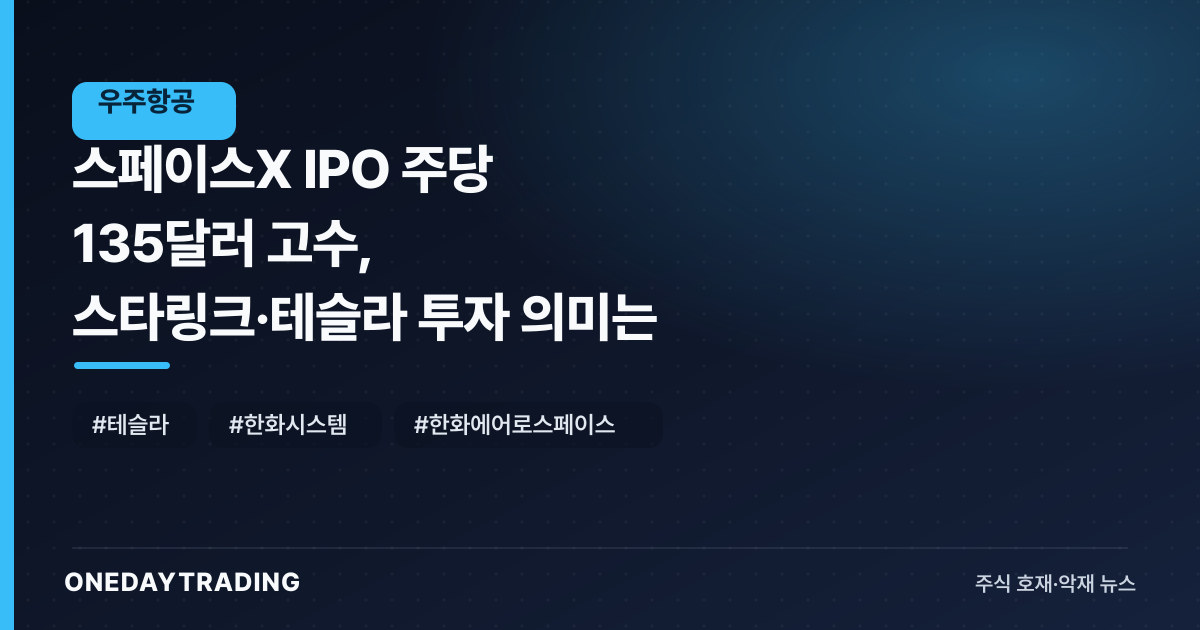 스페이스X IPO 주당 135달러 고수, 스타링크·테슬라 투자 의미는