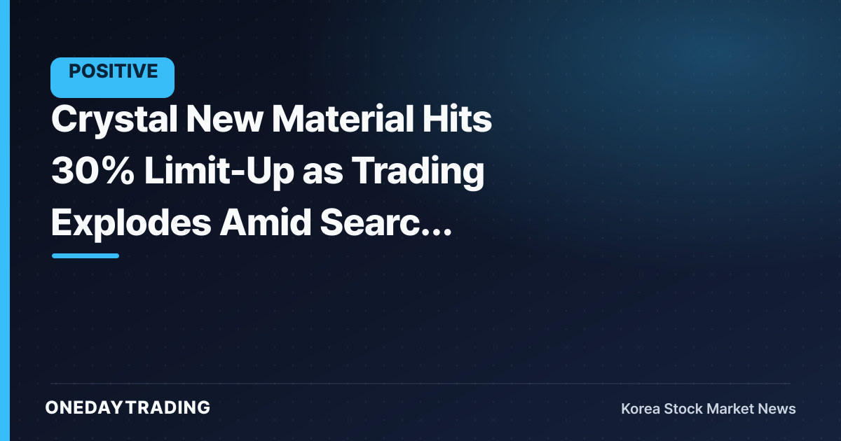 Crystal New Material Hits 30% Limit-Up as Trading Explodes Amid Search Volume Surge