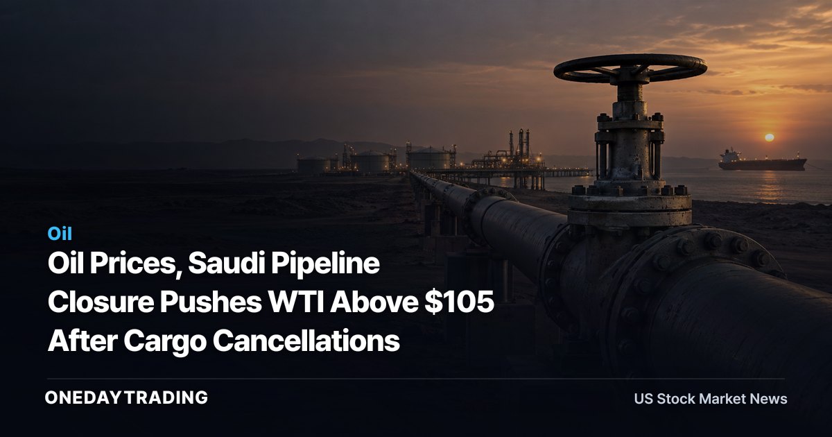 Oil Prices, Saudi Pipeline Closure Pushes WTI Above $105 After Cargo Cancellations