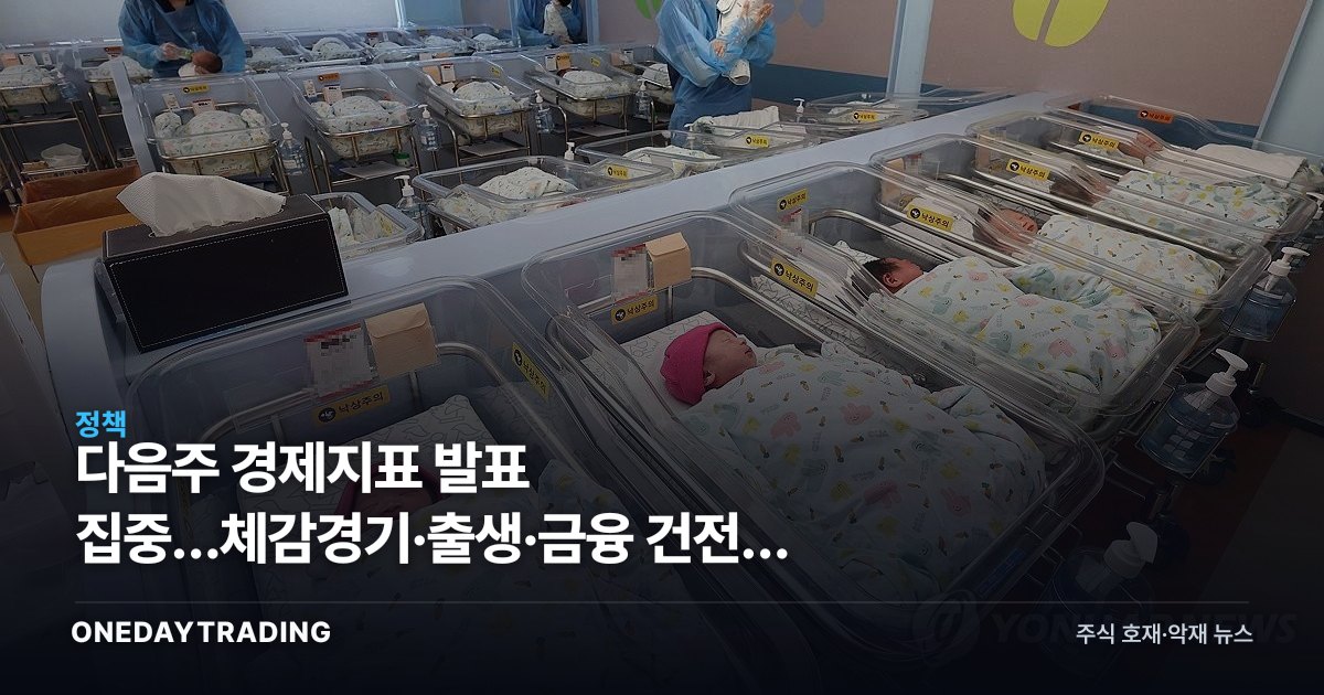 다음주 경제지표 발표 집중…체감경기·출생·금융 건전성 투자 포인트