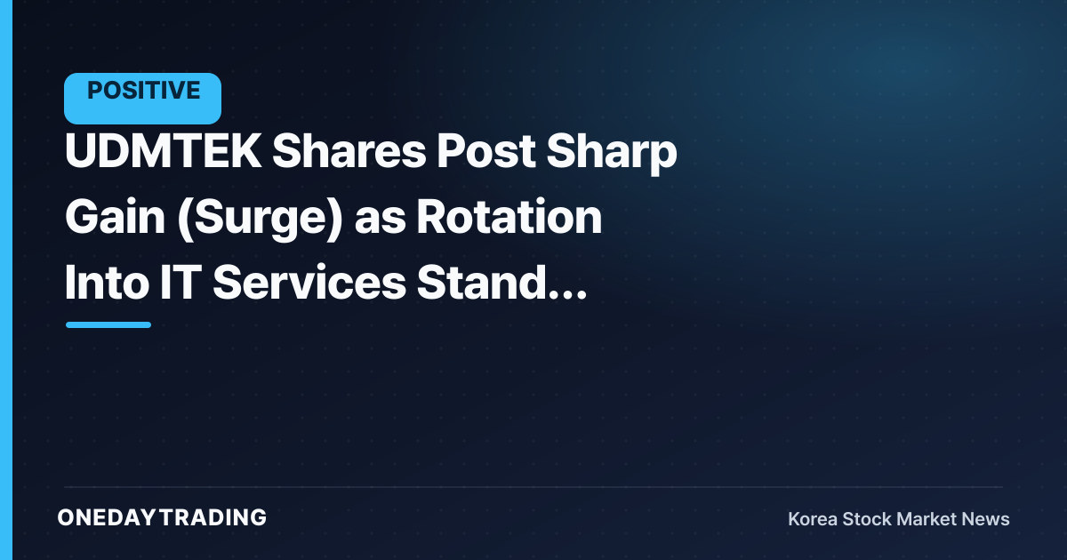 UDMTEK Shares Post Sharp Gain (Surge) as Rotation Into IT Services Stands Out