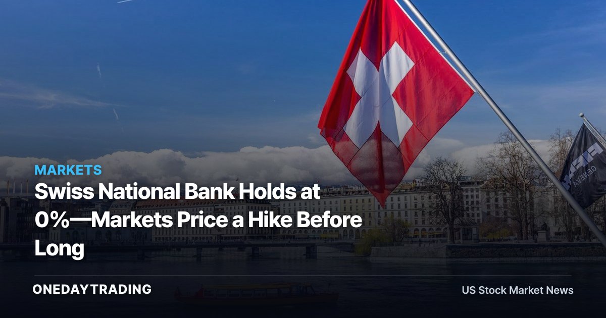 Swiss National Bank Holds at 0%—Markets Price a Hike Before Long