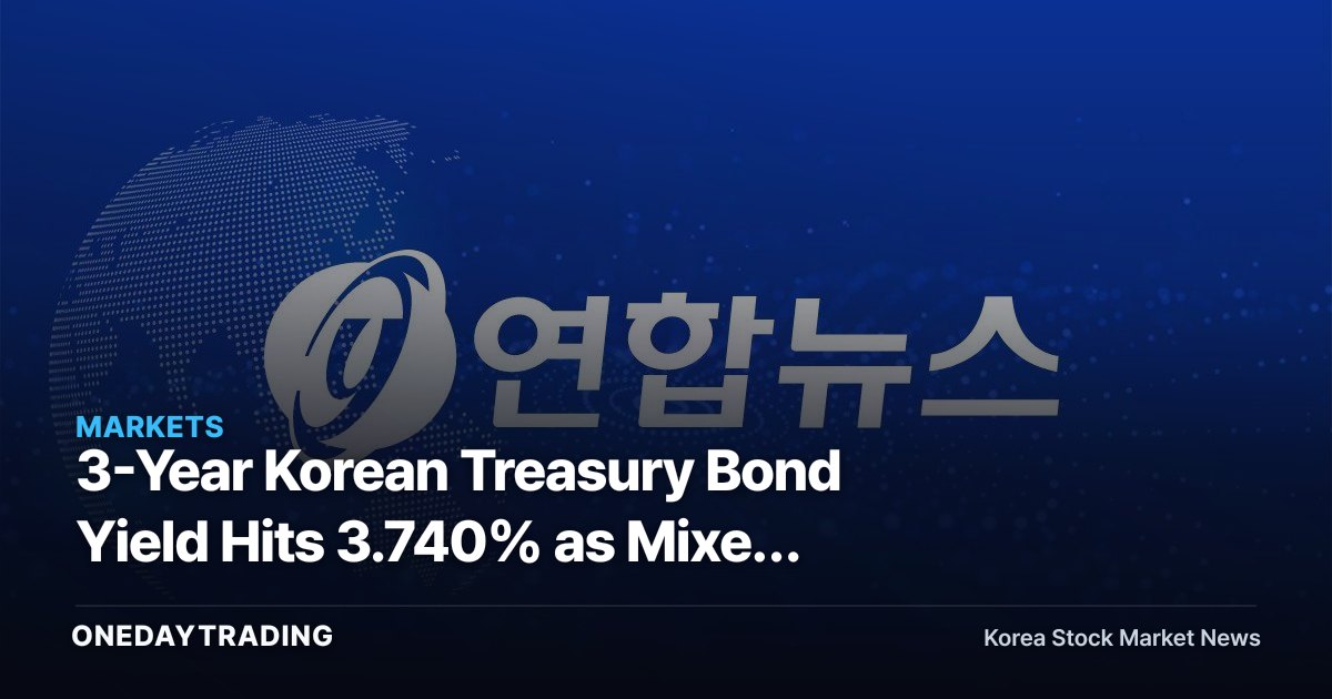 3-Year Korean Treasury Bond Yield Hits 3.740% as Mixed Moves Split Rate-Cut and Hold Signals