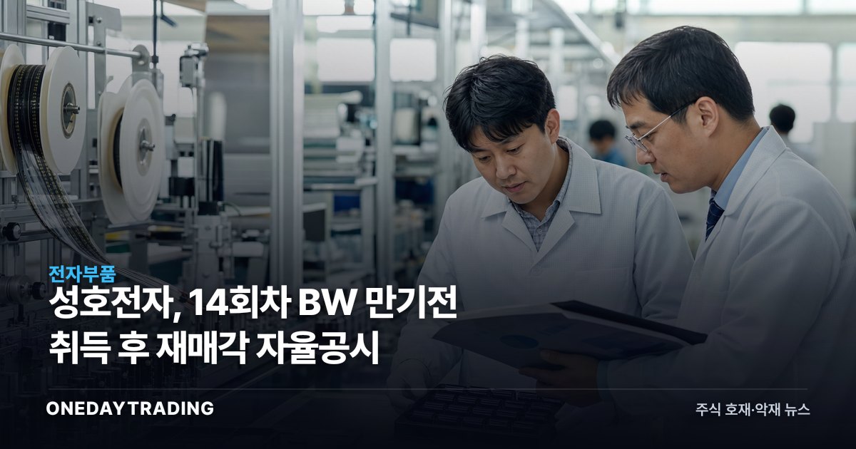 성호전자, 14회차 BW 만기전 취득 후 재매각 자율공시