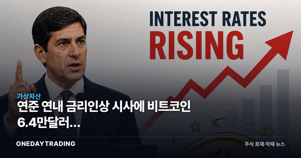 연준 연내 금리인상 시사에 비트코인 6.4만달러로 하락…암호화폐·위험자산 영향은