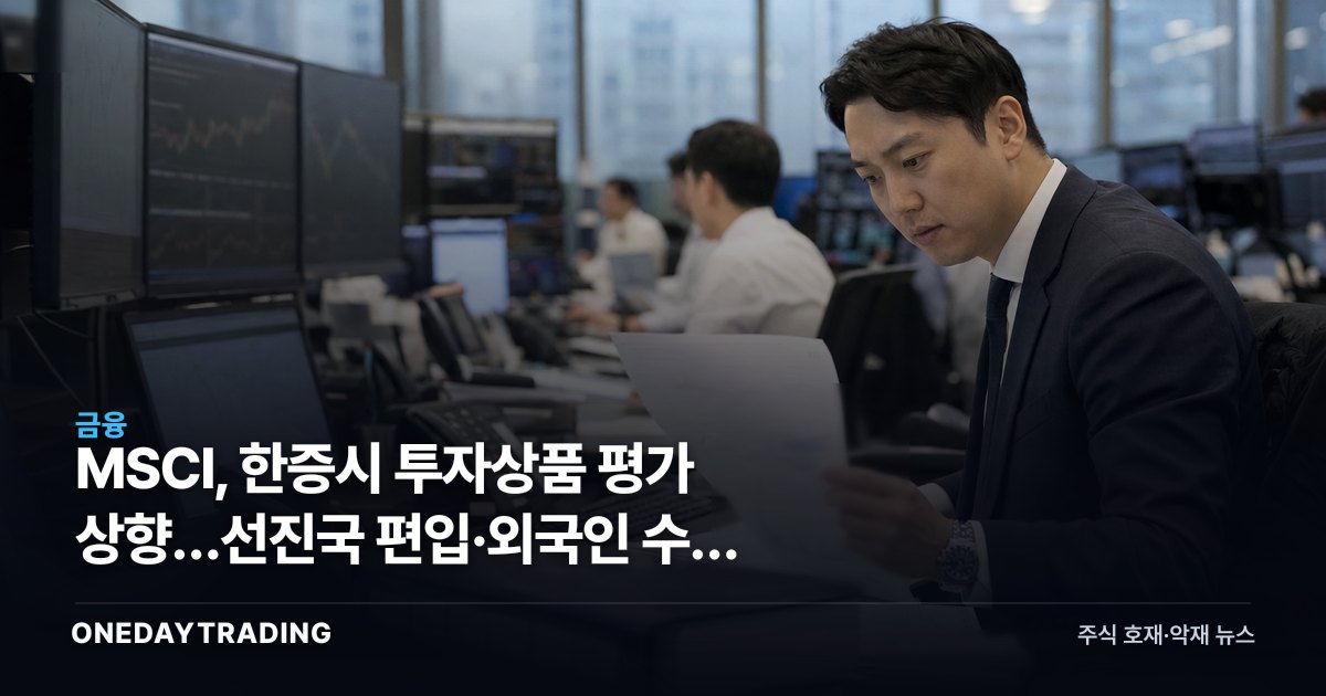 MSCI, 韓증시 투자상품 평가 상향…선진국 편입·외국인 수급 변수로