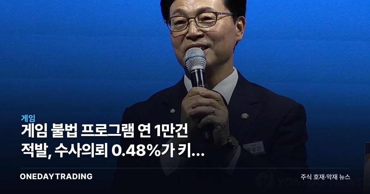 게임 불법 프로그램 연 1만건 적발, 수사의뢰 0.48%가 키운 비용