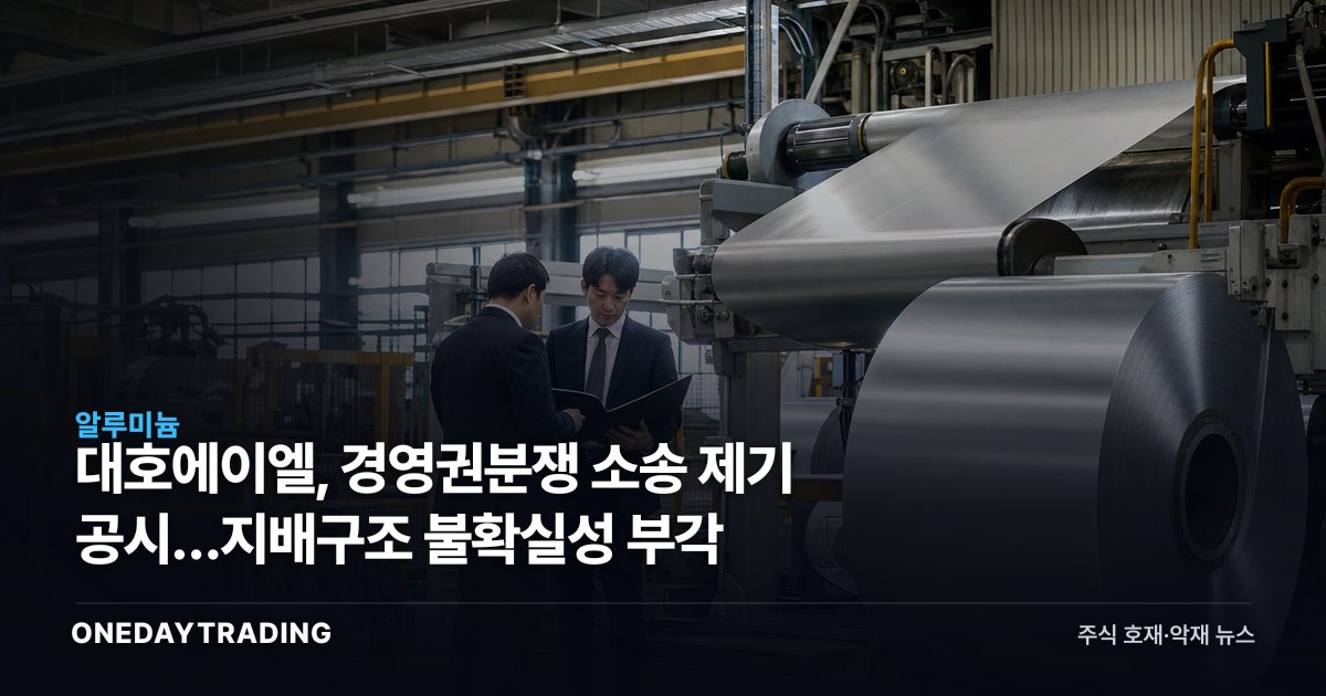 대호에이엘, 경영권분쟁 소송 제기 공시…지배구조 불확실성 부각