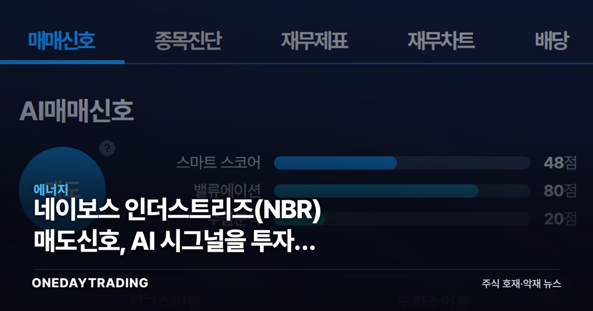 네이보스 인더스트리즈(NBR) 매도신호, AI 시그널을 투자에 쓰는 법