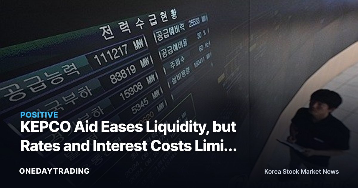KEPCO Aid Eases Liquidity, but Rates and Interest Costs Limit Investment