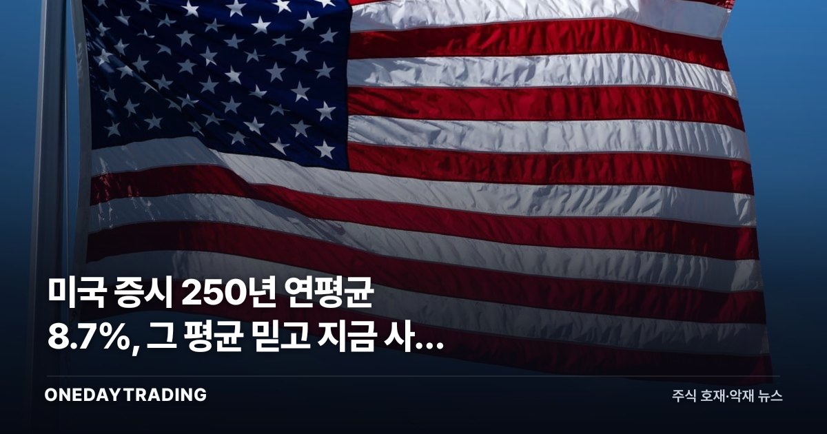 미국 증시 250년 연평균 8.7%, 그 평균 믿고 지금 사도 될까