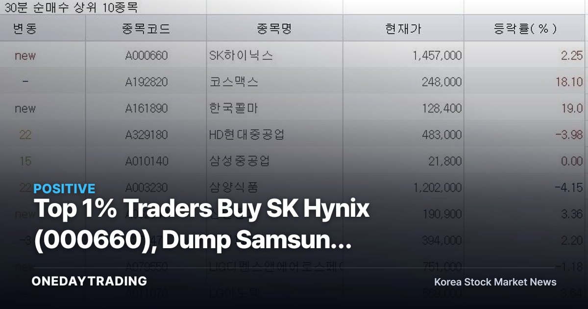 Top 1% Traders Buy SK Hynix (000660), Dump Samsung Electronics (005930) — Why Did They Also Load Up on Cosmetics Stocks?