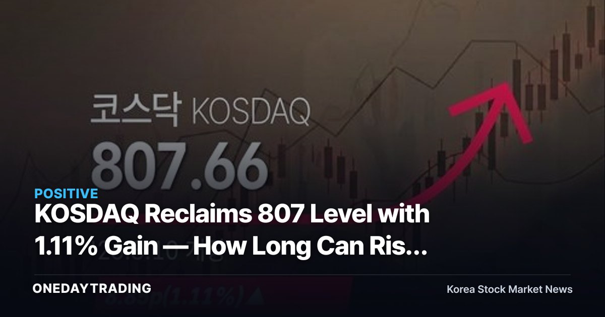 KOSDAQ Reclaims 807 Level with 1.11% Gain — How Long Can Risk Appetite Last?