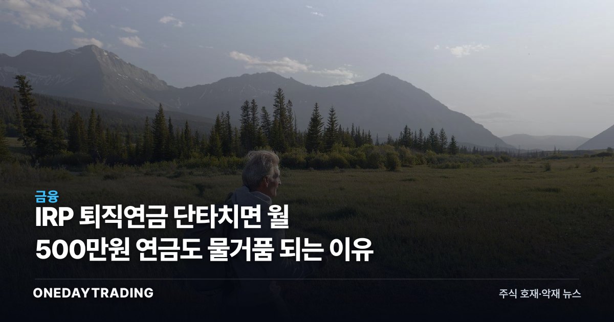 IRP 퇴직연금 단타치면 월 500만원 연금도 물거품 되는 이유