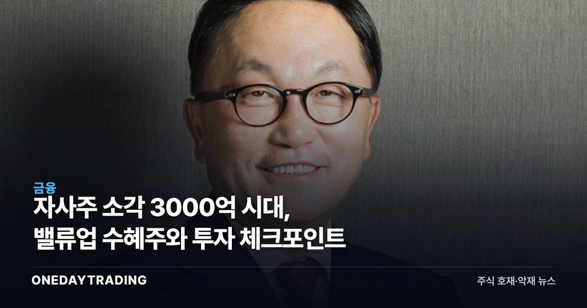 자사주 소각 3000억 시대, 밸류업 수혜주와 투자 체크포인트