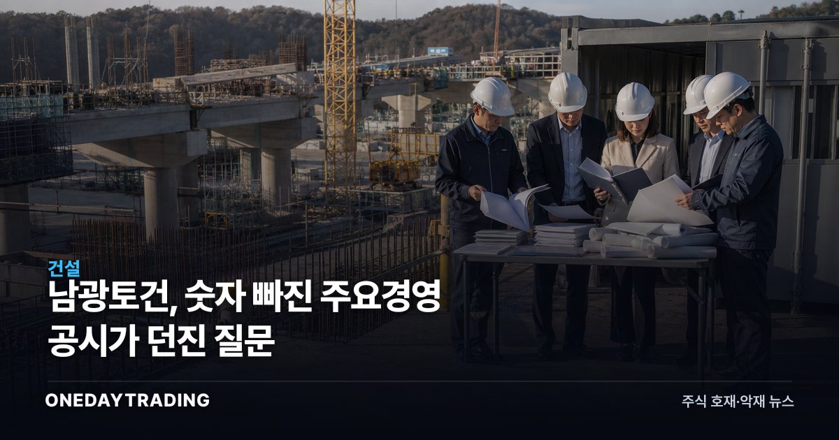 남광토건, 숫자 빠진 주요경영 공시가 던진 질문