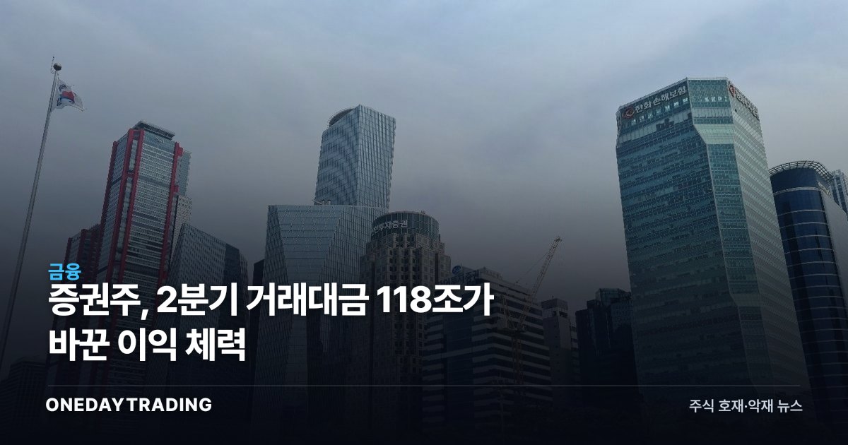 증권주, 2분기 거래대금 118조가 바꾼 이익 체력
