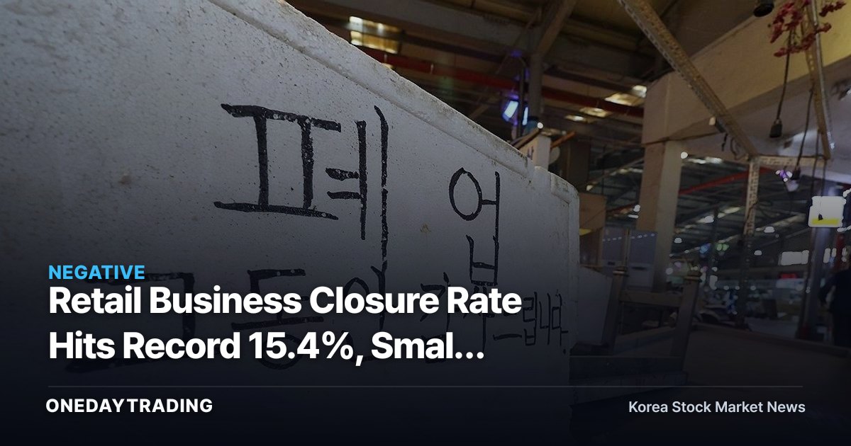 Retail Business Closure Rate Hits Record 15.4%, Small Merchants Shutter with 85 Million Won in Debt