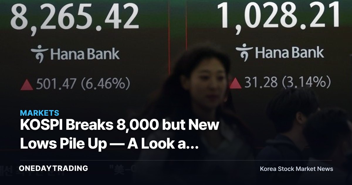 KOSPI Breaks 8,000 but New Lows Pile Up — A Look at Deepening Market Polarization