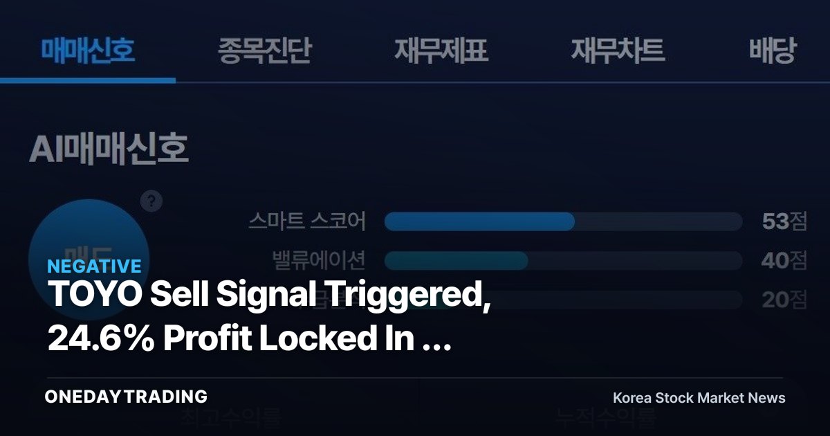 TOYO Sell Signal Triggered, 24.6% Profit Locked In — Examining Solar Stock Volatility