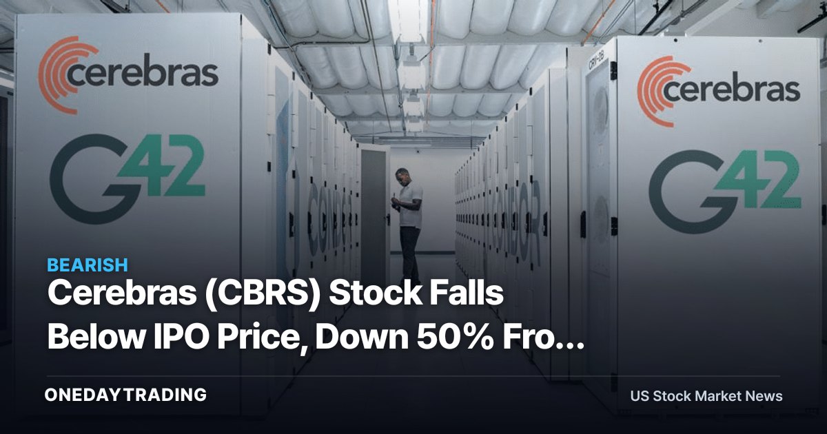 Cerebras (CBRS) Stock Falls Below IPO Price, Down 50% From Peak: AI Chip Risk