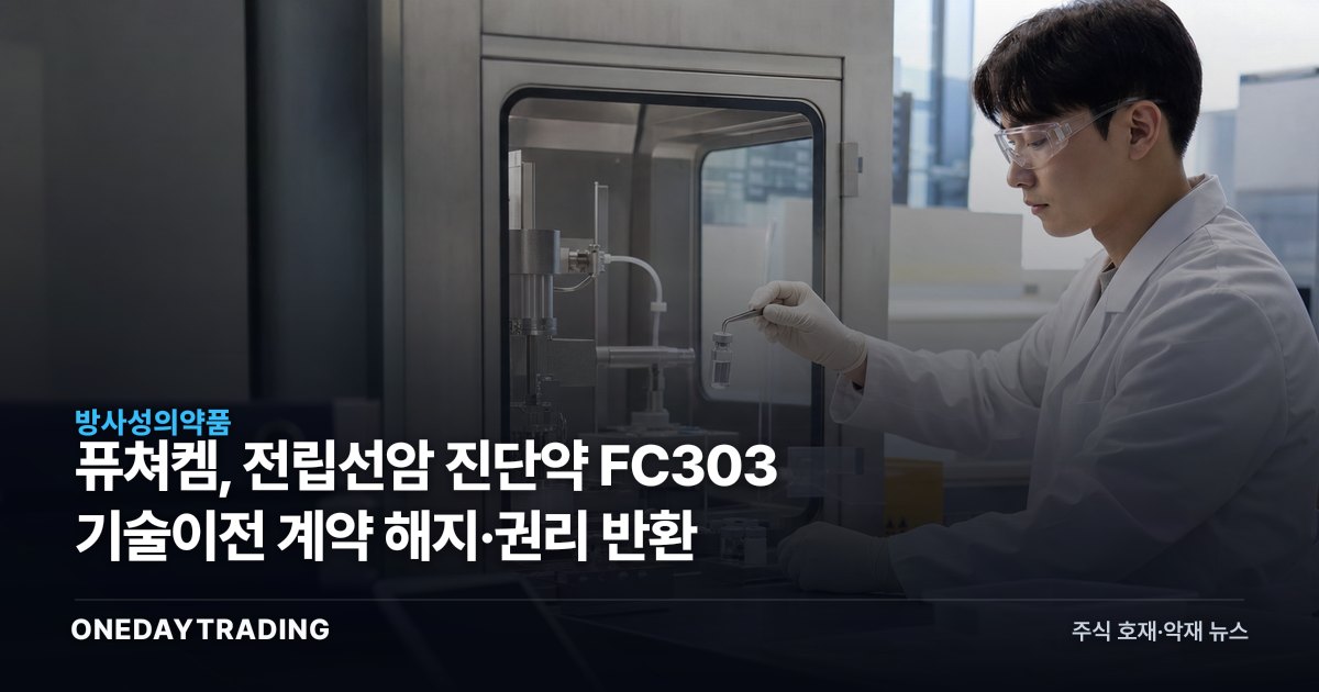 퓨쳐켐, 전립선암 진단약 FC303 기술이전 계약 해지·권리 반환