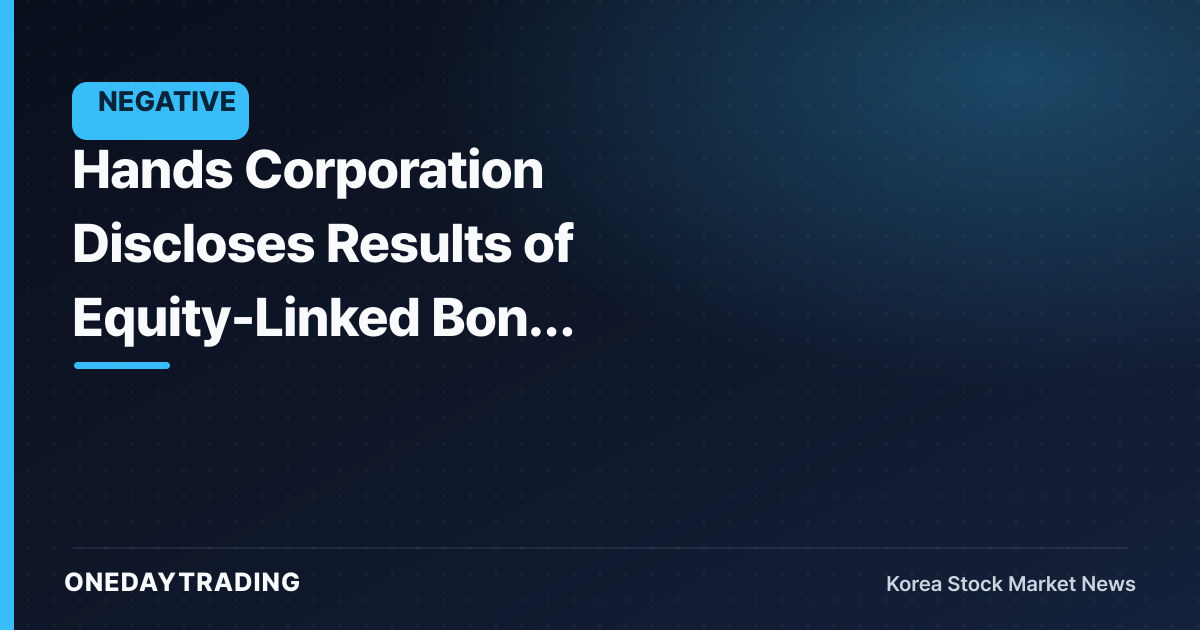 Hands Corporation Discloses Results of Equity-Linked Bond Issuance — Examining the Dilution Variable