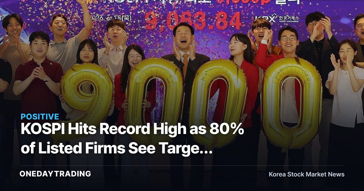 KOSPI Hits Record High as 80% of Listed Firms See Target Prices Raised — A Sign of Overheating?
