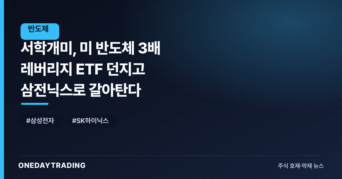 서학개미, 美 반도체 3배 레버리지 ETF 던지고 삼전닉스로 갈아탄다