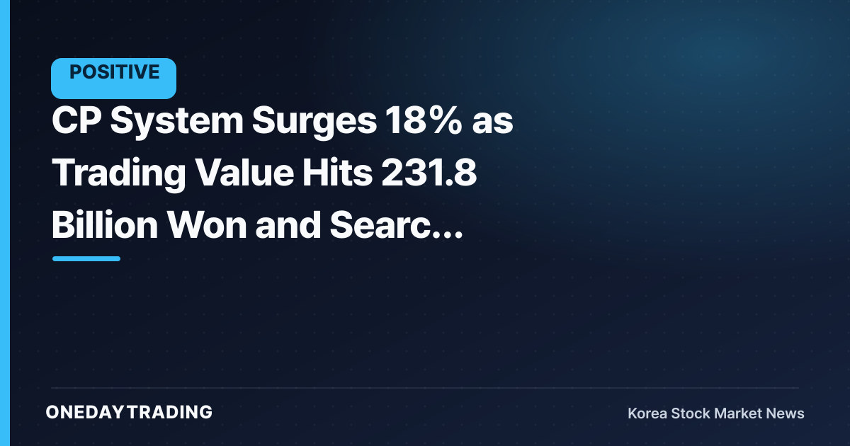 CP System Surges 18% as Trading Value Hits 231.8 Billion Won and Search Interest Spikes