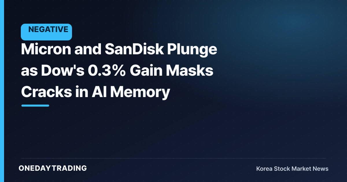 Micron and SanDisk Plunge as Dow's 0.3% Gain Masks Cracks in AI Memory