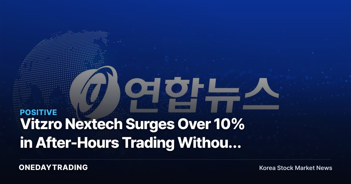 Vitzro Nextech Surges Over 10% in After-Hours Trading Without Disclosure... Supply-Demand Standoff in Power Equipment Stocks