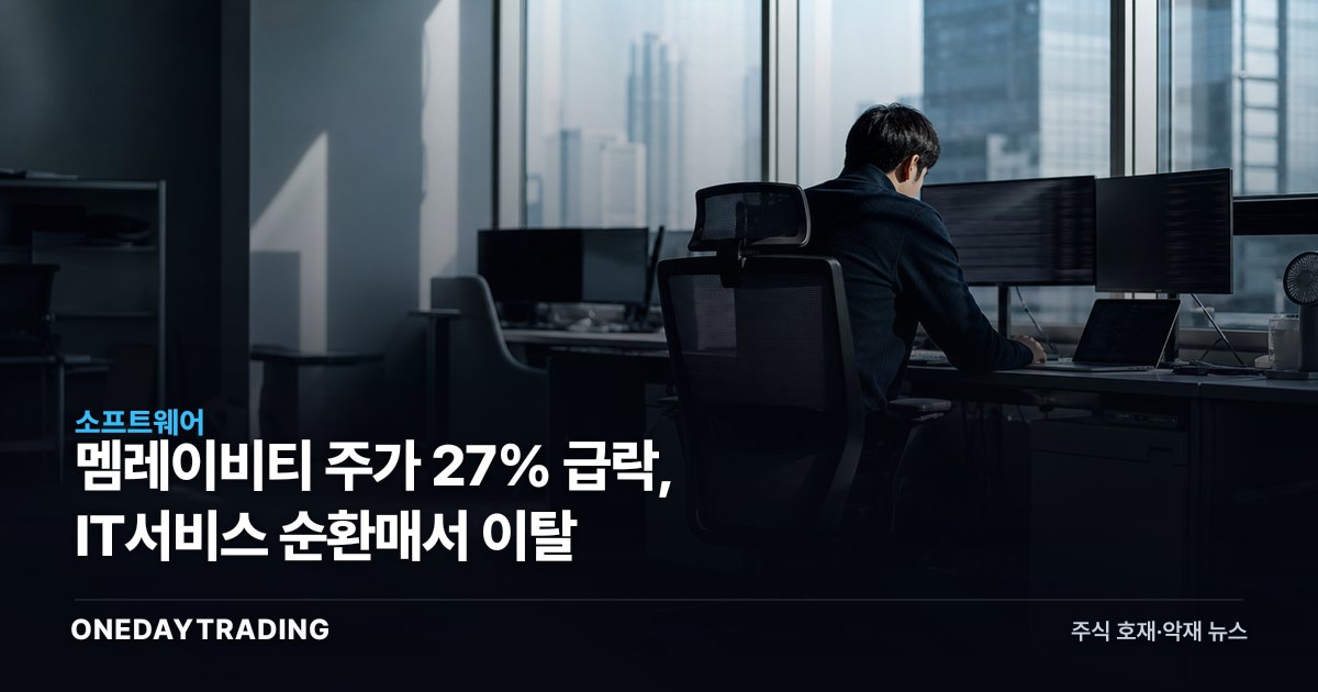 멤레이비티 주가 27% 급락, IT서비스 순환매서 이탈