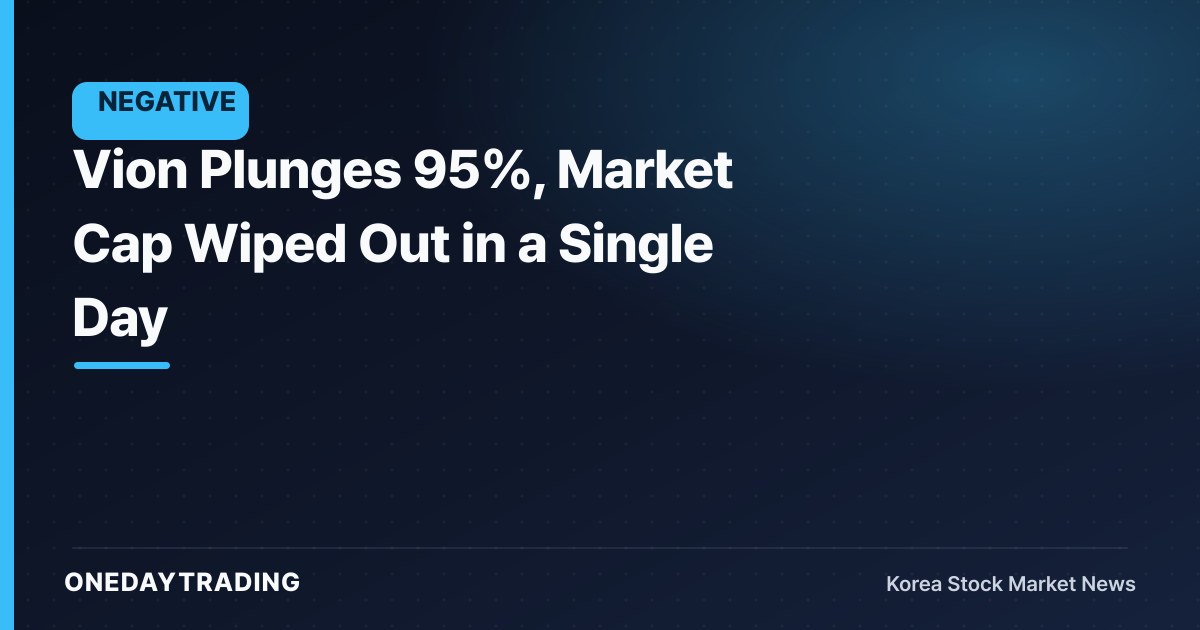 Vion Plunges 95%, Market Cap Wiped Out in a Single Day