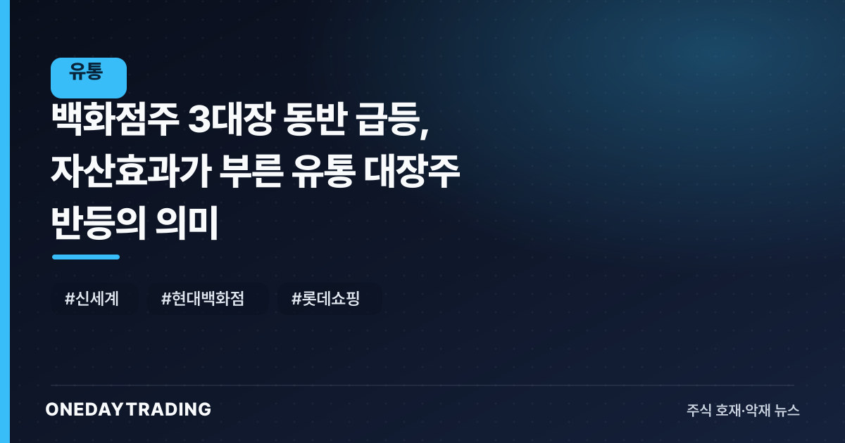 백화점주 3대장 동반 급등, 자산효과가 부른 유통 대장주 반등의 의미
