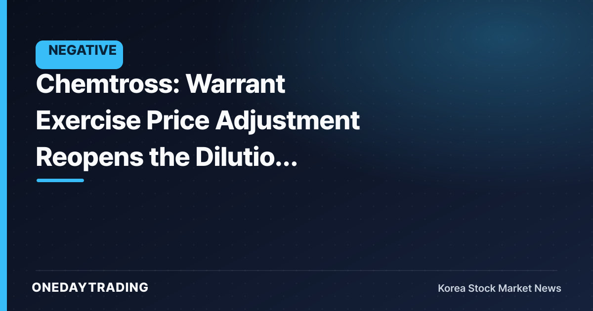 Chemtross: Warrant Exercise Price Adjustment Reopens the Dilution Question