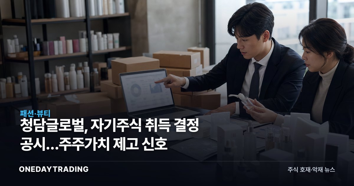 청담글로벌, 자기주식 취득 결정 공시…주주가치 제고 신호