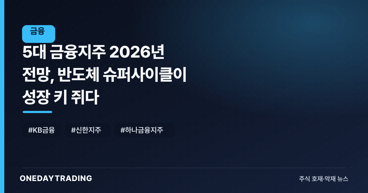 5대 금융지주 2026년 전망, 반도체 슈퍼사이클이 성장 키 쥐다