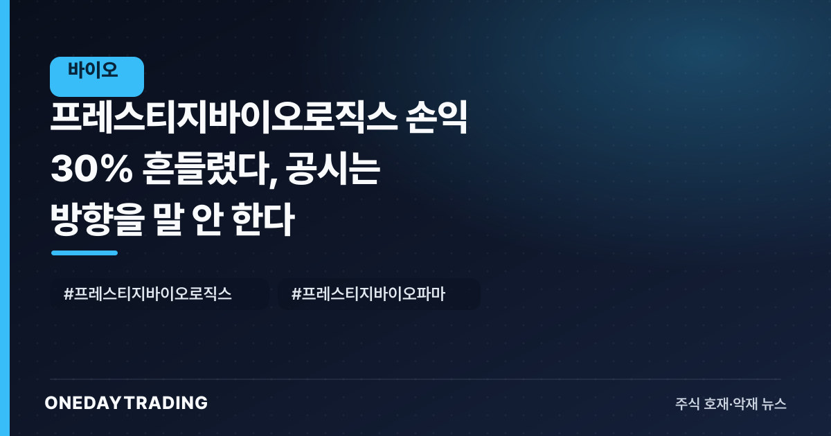 프레스티지바이오로직스 손익 30% 흔들렸다, 공시는 방향을 말 안 한다