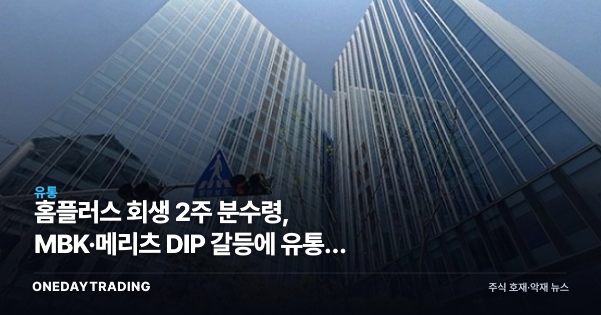 홈플러스 회생 2주 분수령, MBK·메리츠 DIP 갈등에 유통주 반사이익 주목