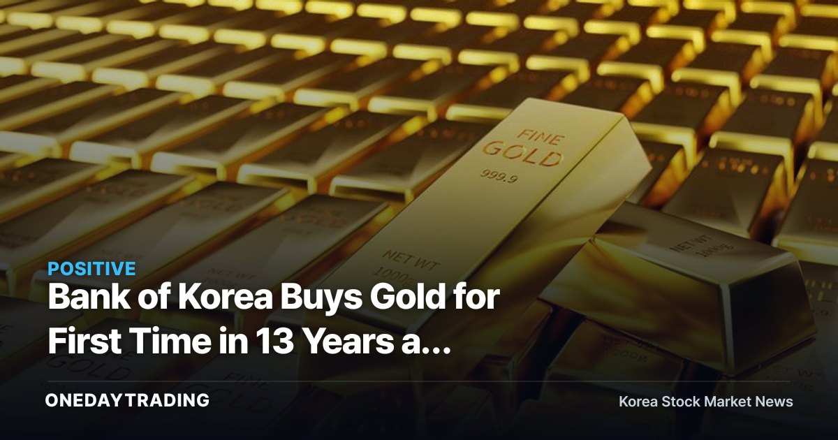 Bank of Korea Buys Gold for First Time in 13 Years as Prices Pull Back From Highs; China Sharply Expands Reserves